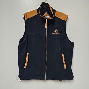 Waterton Park Canada Ski Classic Fleece Skiing Vest Men's XL Black Tan Suede